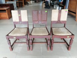 Description 3153 - 3 Solid Wood and Suede Dining Room Chairs