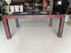 Description 5065 - Large Wooden Table with Glass Inserts
