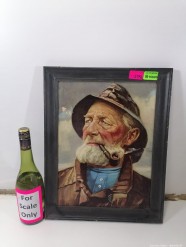 Description 5572 - Framed Picture of a Man Smoking a Pipe