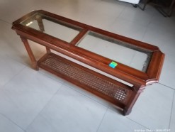 Description 2310 - Beautiful Wooden Side Server Table with Glass on top