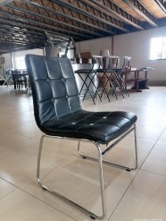 Description 6676- 1x Black Chair With Steel Legs 
