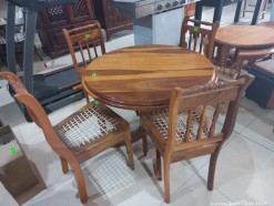 Description 622 - Lovely Solid Stinkwood Table with 4 Riempie Chairs