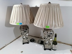 Description Lot 1479 - 2 x Ornate Lamps with Pleated Lampshades
