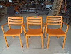 Description 2552 - 3 x Orange Plastic Chairs