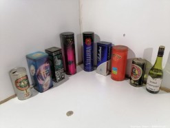Description 1179 - Collection of 8 Vintage Alcohol Tins 
