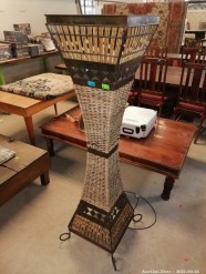 Description 364 - Lovely Large Wicker and Steel Lamp with 2 Globes