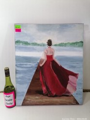 Description 5661 - Beautiful Canvas of a Lady Looking out Towards the Water