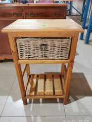 Description 536 - Wooden Pedestal with wicker drawer