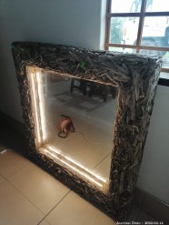 Description Lot 1505 - 1 x Large Driftwood Frame Mirror with LED Lighting