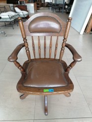 Description 3231 - Vintage Wooden and Leatherette Office Chair