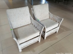 Description 1933 - 2 x Cane Armchairs with Cushions