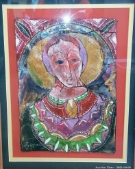 Description Lot 406 - Beautifully Framed Large Painted Tile by Pieter Lessing