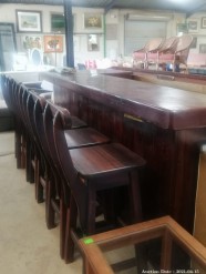 Description 106 Solid Teak Bar Set with counter and 6 Stools